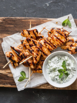 Grilled Chicken Skewers With Tzatziki Sauce, Grilled Recipe, Kebab Recipe, Chicken Recipe for Grilling