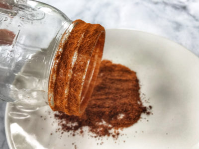 Rimming glass with Tajin spices
