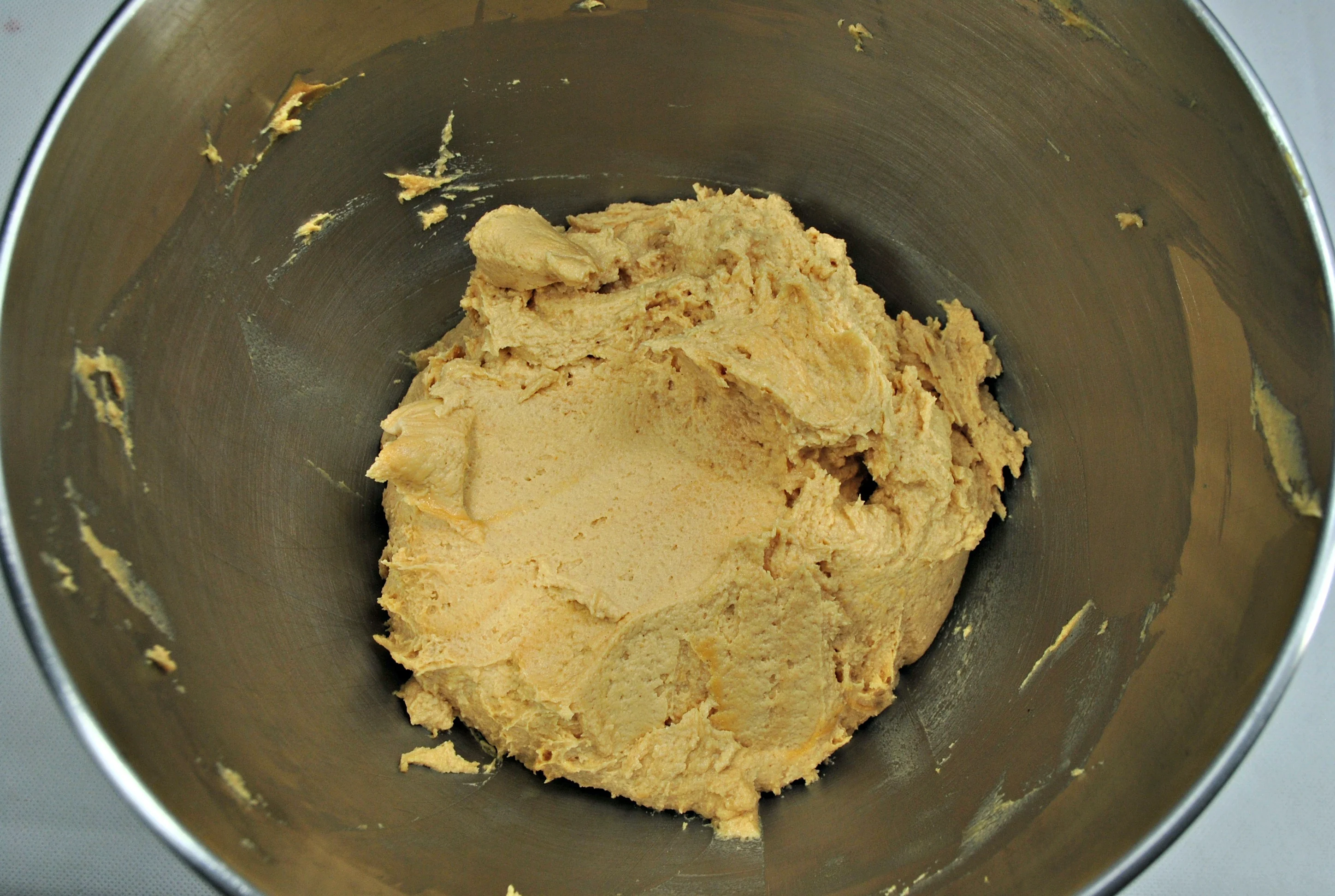 Mixing the peanut butter frosting ingredients together. 