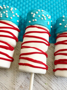 Patriotic Kids Dessert, Flag Marshmallow Pops, Marshmallow Pops, Dessert