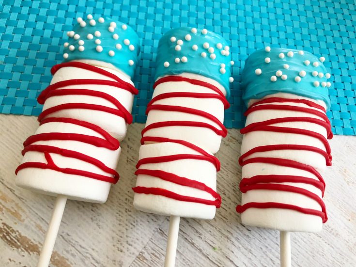Patriotic Kids Dessert, Flag Marshmallow Pops, Marshmallow Pops, Dessert