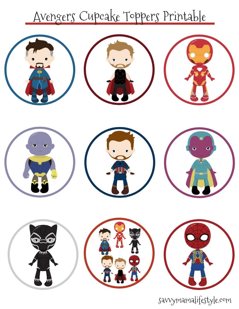 Party Over Here Avengers Infinity War Movie Cupcake Picks Double-sided Images Cake Topper 12 