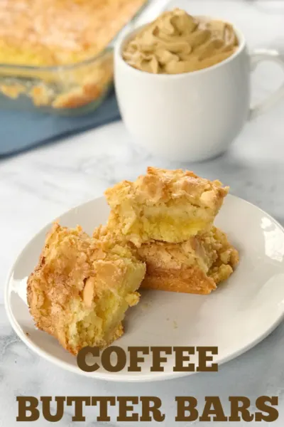 These rich and creamy coffee butter bars are simply devious! Made with a yellow cake crust bottom and cream cheese coffee top layer. #Dessert #DessertBars #CoffeeCake #ButterBars #ButterCake These rich and creamy coffee butter bars are simply devious! Made with a yellow cake crust bottom and cream cheese coffee top layer. #Dessert #DessertBars #CoffeeCake #ButterBars #ButterCake