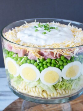 This Leftover Ham 7 Layer Salad is the perfect post-holiday meal, so you don't waste any ham.