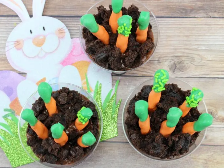 Easter Snack Ideas, Kids Easter Snack Ideas, Carrot Patch Pudding Cups, Easter Kid Snacks, Spring Kids Snacks