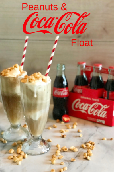 Peanuts In Coke Float: A twist on a southern tradition that's both sweet & salty! The perfect fountain drink recipe for summer. #CokeRecipe #FountainDrinkRecipe #Drink #DrinkRecipe #Float #CokeFloat #FloatRecipe