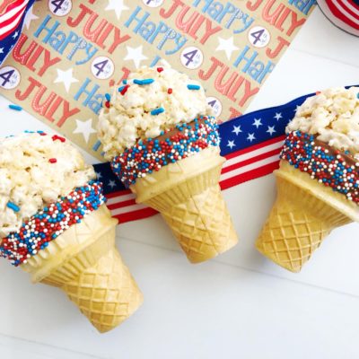 4th Of July Kids Snack Idea: Ice Cream Cone Rice Krispies