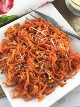 Carrot spirals side dish, carrot spirals side dish recipe, low carb carrot recipe, low carb pasta alternative