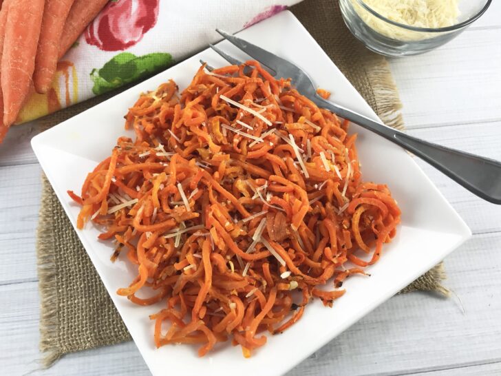 Carrot spirals side dish, carrot spirals side dish recipe, low carb carrot recipe, low carb pasta alternative