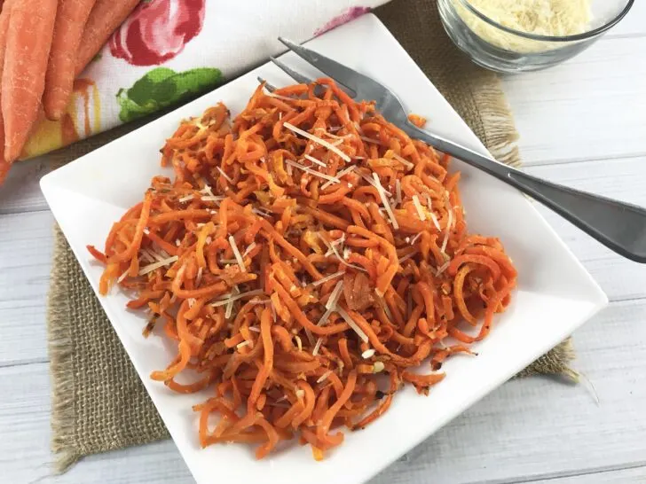 Carrot spirals side dish, carrot spirals side dish recipe, low carb carrot recipe, low carb pasta alternative