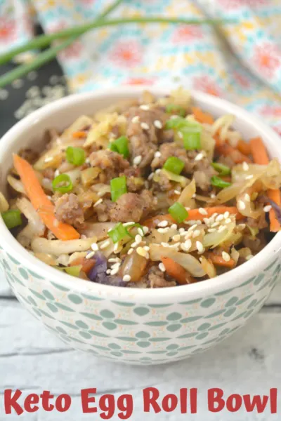 Keto Egg Roll Bowl: This low carb asian cuisine is perfect for a one-bowl weeknight dinner. It's quick to make and tastes just like an egg roll, without the carbs. #LowCarb #EggRoll #AsianRecipe #Keto #KetoDiet #KetoRecipe #KetoDinnerRecipe Keto Egg Roll Bowl: This low carb asian cuisine is perfect for a one-bowl weeknight dinner. It's quick to make and tastes just like an egg roll, without the carbs. #LowCarb #EggRoll #AsianRecipe #Keto #KetoDiet #KetoRecipe #KetoDinnerRecipe