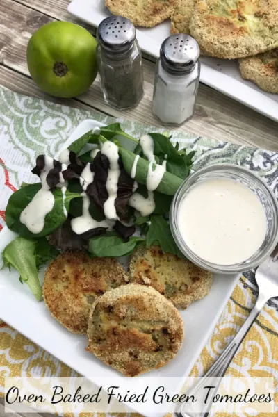 Baked Fried Green Tomatoes: Cut the calories and grease with these easy oven-baked fried green tomatoes. #Appetizer #Southernfood #tomatorecipe #tomatoes #greentomatoes #easyappetizer Baked Fried Green Tomatoes: Cut the calories and grease with these easy oven-baked fried green tomatoes. #Appetizer #Southernfood #tomatorecipe #tomatoes #greentomatoes #easyappetizer