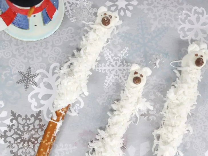Winter Themed Snack For Kids - Polar Bear Pretzels