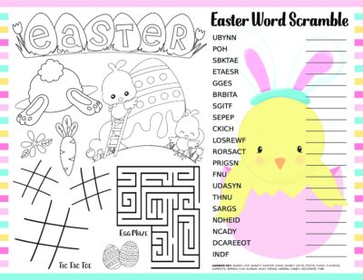 Easter Table Decor, Kids Easter Decor, Easter Kids Ideas, Printables, Printable Easter Placemat For Kids