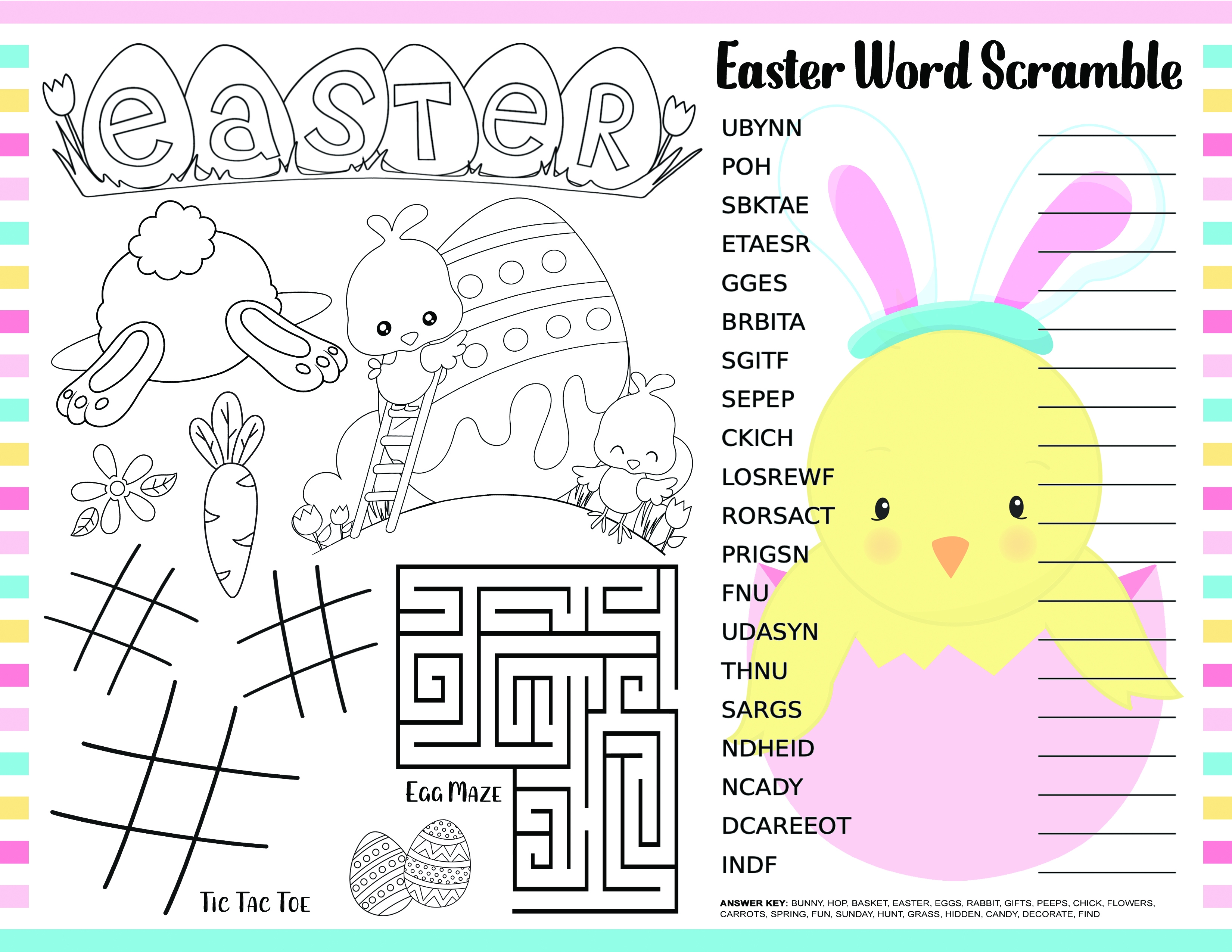 Printable Easter Placemat for Kids PDF