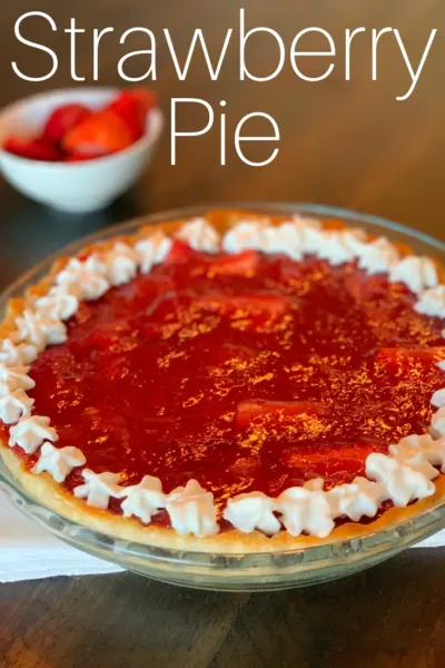 Old Fashioned Strawberry Pie: Made a fruit glaze center, this strawberry pie recipe will be a hit on your spring dessert table! #StrawberryPie #Strawberry #EasyStrawberryPie #Dessert #FruitPie