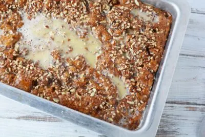 Adding brown sugar glaze over poked holes Adding brown sugar glaze over poked holes