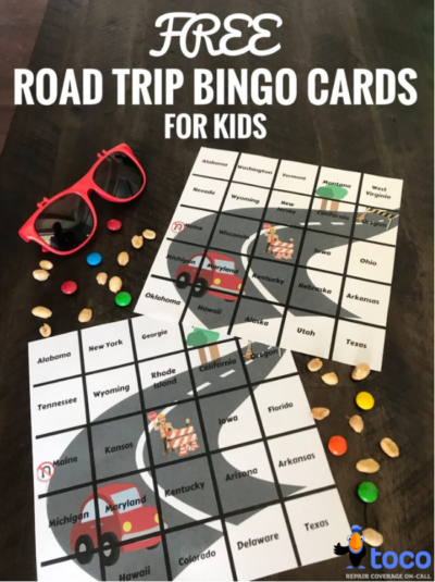 Get ready for your summer road trip with these printable road trip bingo cards + must know safety tips! Plus, grab a discount on Toco Warranty vehicle coverage. #AD #TocoWarranty #RoadTrips #PrintableBingo #RoadTripIdeas #RoadTripGames #SummerTravel