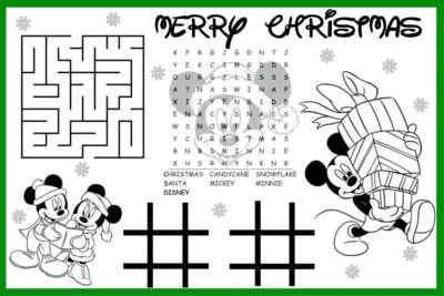 Printable Kids Christmas Placemats, Kids Holiday Placemats, Disposable Kids Christmas Placemats