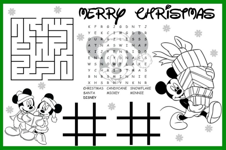 Printable Christmas Placemats For Kids (Disney Inspired)