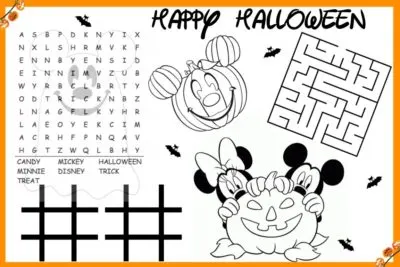 Kids Halloween Placemat, Printable Halloween Placemat, Kids Halloween Placemat, Disposable Kids Halloween Placemat