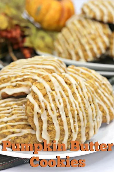 These Pumpkin Butter Cookies are easy for fall, with a chewy oatmeal texture and glaze. Great for easy baking! #FallBaking #PumpkinCookies #PumpkinBaking #Cookies #EasyCookies These Pumpkin Butter Cookies are easy for fall, with a chewy oatmeal texture and glaze. Great for easy baking! #FallBaking #PumpkinCookies #PumpkinBaking #Cookies #EasyCookies