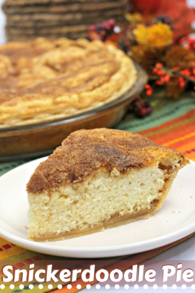 Kick off fall baking with this warm and delicious Snickerdoodle Pie recipe. It's a combination of the snickerdoodle cookie with a rich and buttery pie crust. Perfect Thanksgiving dessert! #ThanksgivingDessert #ThanksgivingPie #PieRecipe #FallBaking #Snickerdoodle
