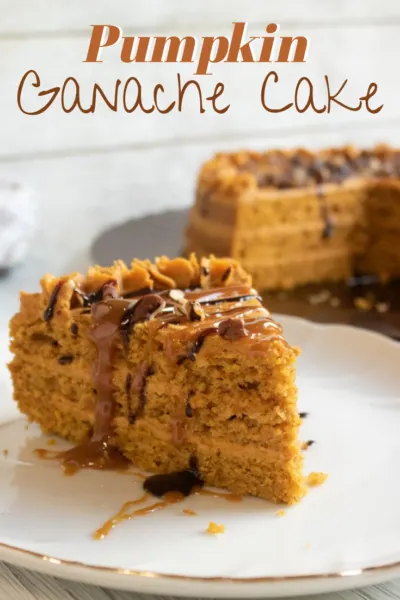 A rich fall dessert, this layered pumpkin cake with ganache topping is the perfect Thanksgiving dessert!