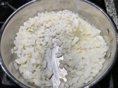 Onions and Butter in Frying Pan, Melted Butter and Onions, Making A Casserole