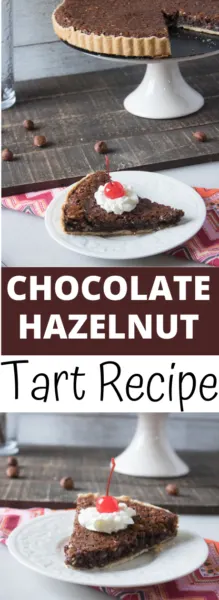 This dessert is so easy! The Chocolate Hazelnut Tart tastes decadent and comes together in just 4 steps! #Christmas #ChristmasDessert #DessertRecipe #Tart #TartRecipe This dessert is so easy! The Chocolate Hazelnut Tart tastes decadent and comes together in just 4 steps! #Christmas #ChristmasDessert #DessertRecipe #Tart #TartRecipe