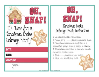 Cookie Exchange Party Invites, Printable Cookie Exchange Invites, Printable Cookie Swap Invites