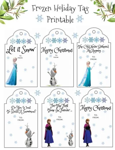 Frozen Gift Tags, Printable Gift Tags, Printable Disney Gift Tags, Printable Christmas Gift Tags
