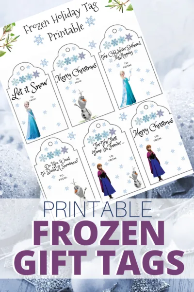 Print these fun Frozen inspired gift tags for holiday gift wrapping! Just download, save and print. 