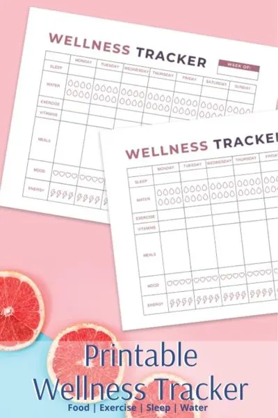 Print your free wellness tracker to start making small changes today. This tracks food, exercise, energy, water consumption, exercise and vitamins. #Wellness #Health #wellnessideas #wellnesstips #fitnesstracker #fitnesstips #healthtips #healthtracker 