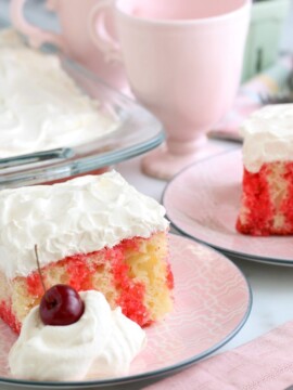 Cherry Poke Cake Recipe, Easy Cherry Poke Cake, Spring Dessert, Summer Dessert, Spring Cake, Easter Dessert, Sheet Cake