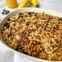 Blueberry Banana Oatmeal Bake, Oatmeal Casserole, Make Ahead Breakfast Casserole