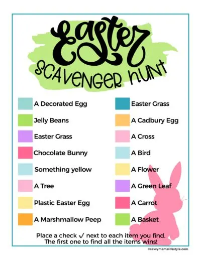 Easter Scavenger Hunt, Easter Games For Kids, Printable Easter Kids Activities 