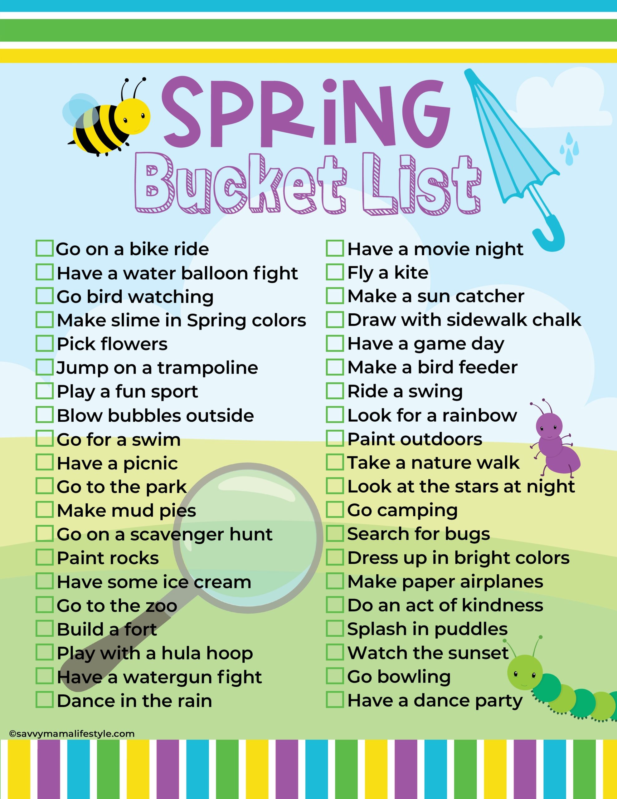 Printable Spring Bucket List Enjoy The Weather & Play Together