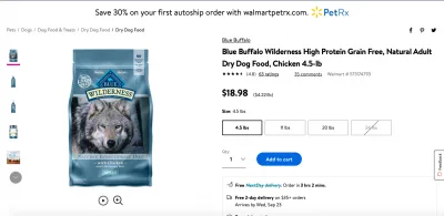 Shopping at Walmart for dog food, PetRX