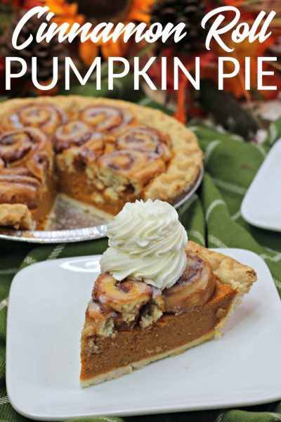 Mix up your traditional Thanksgiving Dessert! This Cinnamon Roll Pumpkin Pie recipe is a twist on the classic. It's a pumpkin pie that's baked, then topped with fresh cinnamon rolls for the ultimate fall dessert experience. #ThanksgivingDessert #Thanksgiving #Dessert #PumpkinPie
