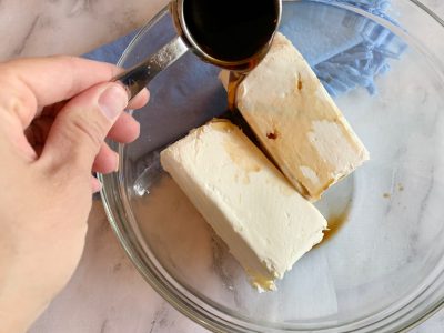 Mixing Together Maple Syrup and Cream Cheese with Brown Sugar