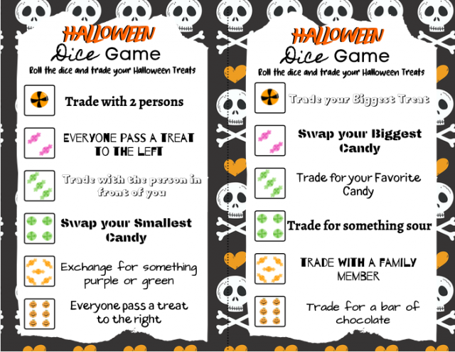 Halloween Party Games Roll The Dice Candy Game