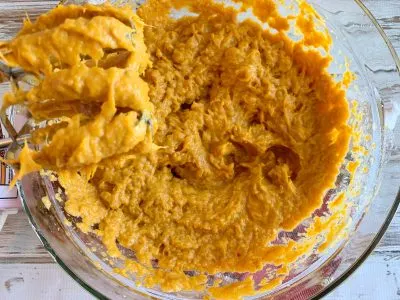 Whipping sweet potatoes after baking