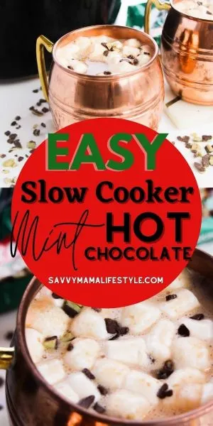 Rich and creamy, this Mint Slow Cooker Hot Chocolate Recipe is a holiday must-do! It's made with Andes Chocolate Mints and stays hot, in the slow cooker, for hours. It's perfect for family movie night, outdoor events and parties. #HotChocolate #SlowCookerRecipe #SlowCookerHotChocolate #HotCocoa #ChristmasDrinks Rich and creamy, this Mint Slow Cooker Hot Chocolate Recipe is a holiday must-do! It's made with Andes Chocolate Mints and stays hot, in the slow cooker, for hours. It's perfect for family movie night, outdoor events and parties. #HotChocolate #SlowCookerRecipe #SlowCookerHotChocolate #HotCocoa #ChristmasDrinks