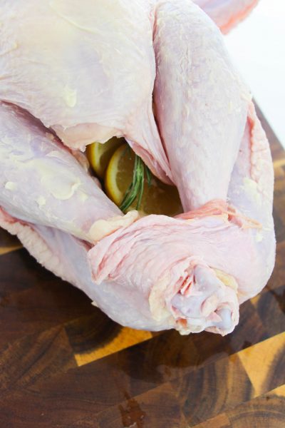 Tying turkey legs together before cooking