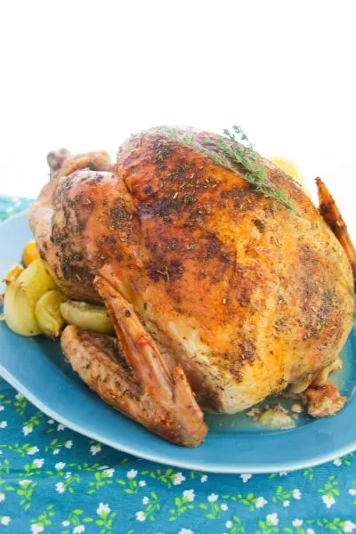 Oven Roasted Turkey That's Plated and Finished For Thanksgiving Dinner
