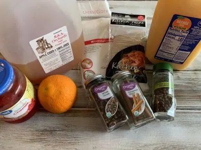 Ingredients for Non-Alcoholic Christmas Punch Recipe