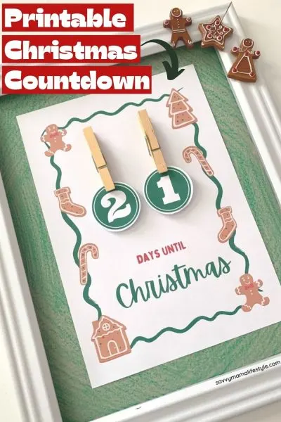 Print this FREE Christmas Countdown Calendar to use during the month of December. Add it to your holiday decor and celebrate all month long. Kids love changing it out daily too! #Christmas #ChristmasCalendar #AdventCalendar #HolidayCalendar #ChristmasPrintable