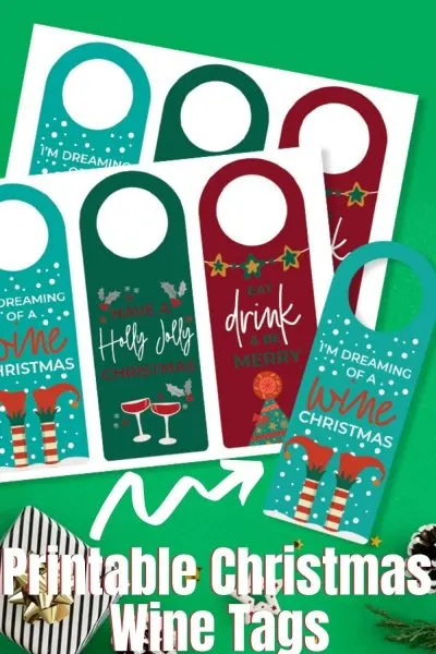 Grab your FREE Printable Christmas Wine Tag for easy gift giving! #ChristmasPrintable #Christmas #HolidayPrintable #WineTags