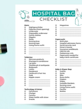 Free Printable Hospital Check List For Mom and Baby